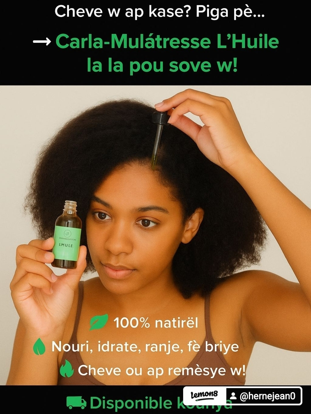 Carla-mulatresse l'huile à base de gombo, girofle, romarin, gingembre et coco pour l'alopeci,pellicule,hydrater etc ......