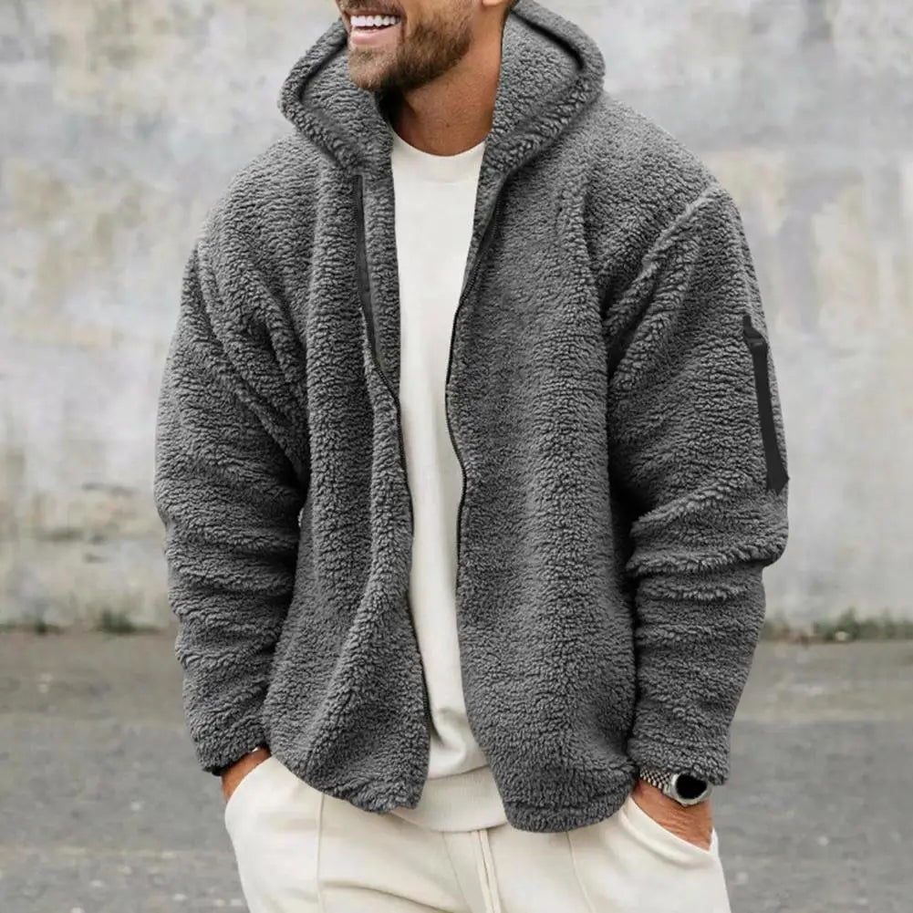 Men Fall Winter Coat Thick Plush Hooded Coat Zipper Closure Loose Cardigan Warm Cold Resistant Soft Men Jacket - CarlastoreMen Fall Winter Coat Thick Plush Hooded Coat Zipper Closure Loose Cardigan Warm Cold Resistant Soft Men JacketCarlastoreCarlastore