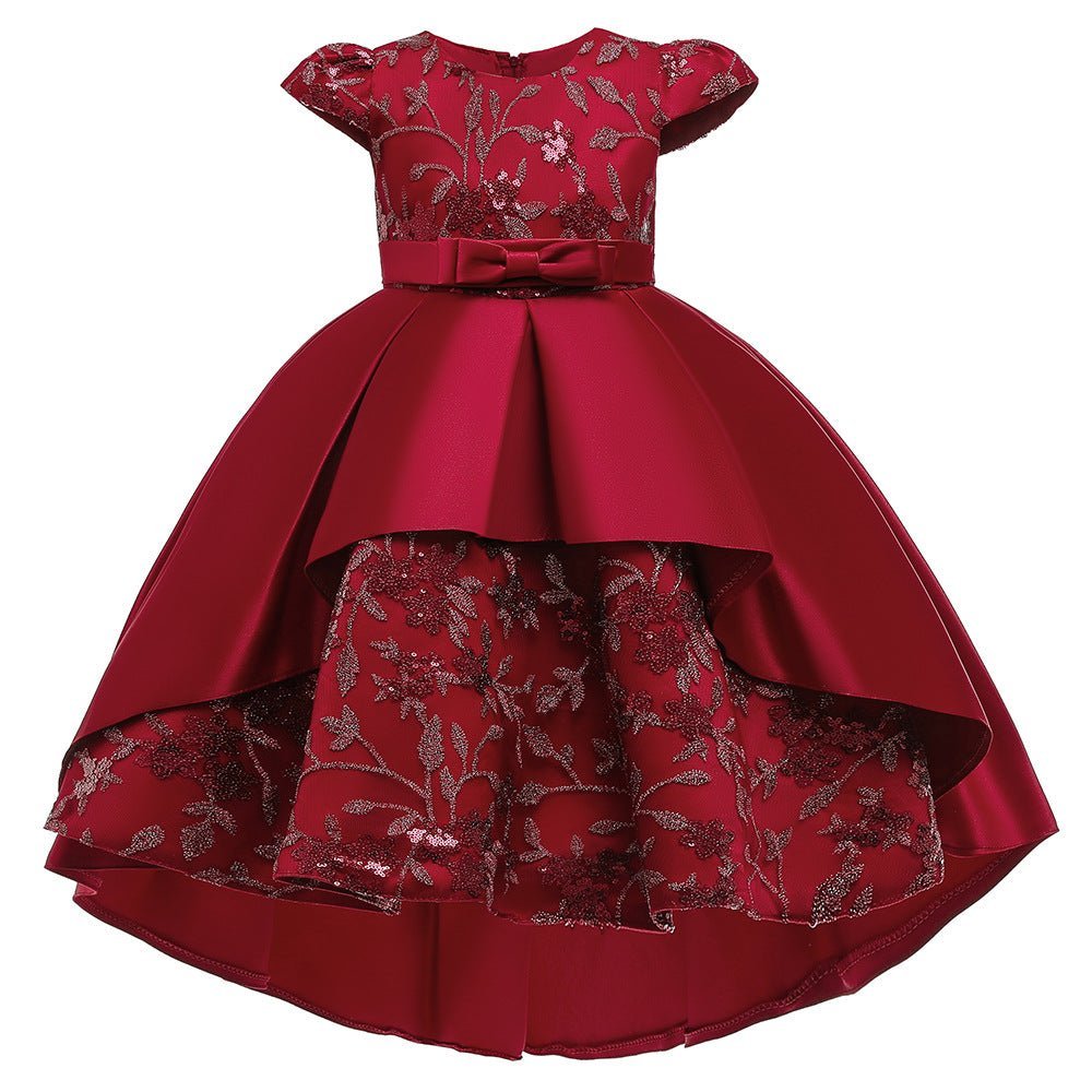 Popular Short Sleeves Wedding Applique Lace Long Kids Party Dress Princess Children Gowns Flower Girl Dresses - CarlastorePopular Short Sleeves Wedding Applique Lace Long Kids Party Dress Princess Children Gowns Flower Girl DressesmaxdropshippingCarlastore