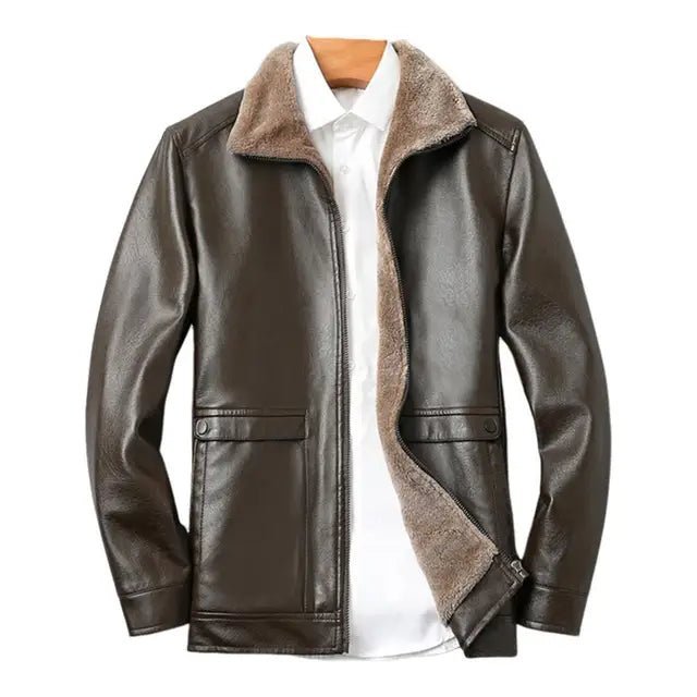 Vintage Leather Jacket Men's Winter Faux Fur Collar Windproof Warm Coat Men's Luxury Clothing Brand Plush Lining Biker Outerwear - CarlastoreVintage Leather Jacket Men's Winter Faux Fur Collar Windproof Warm Coat Men's Luxury Clothing Brand Plush Lining Biker OuterwearCarlastoreCarlastore