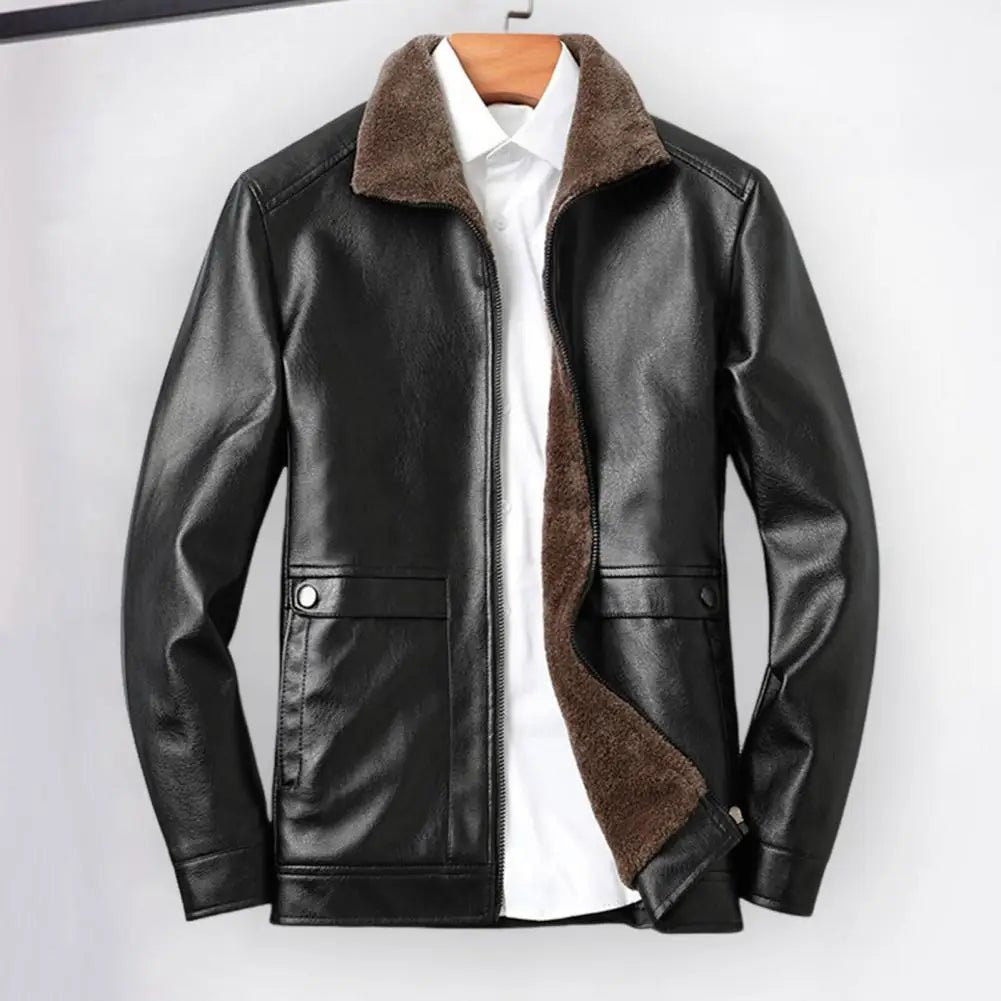 Vintage Leather Jacket Men's Winter Faux Fur Collar Windproof Warm Coat Men's Luxury Clothing Brand Plush Lining Biker Outerwear - CarlastoreVintage Leather Jacket Men's Winter Faux Fur Collar Windproof Warm Coat Men's Luxury Clothing Brand Plush Lining Biker OuterwearCarlastoreCarlastore