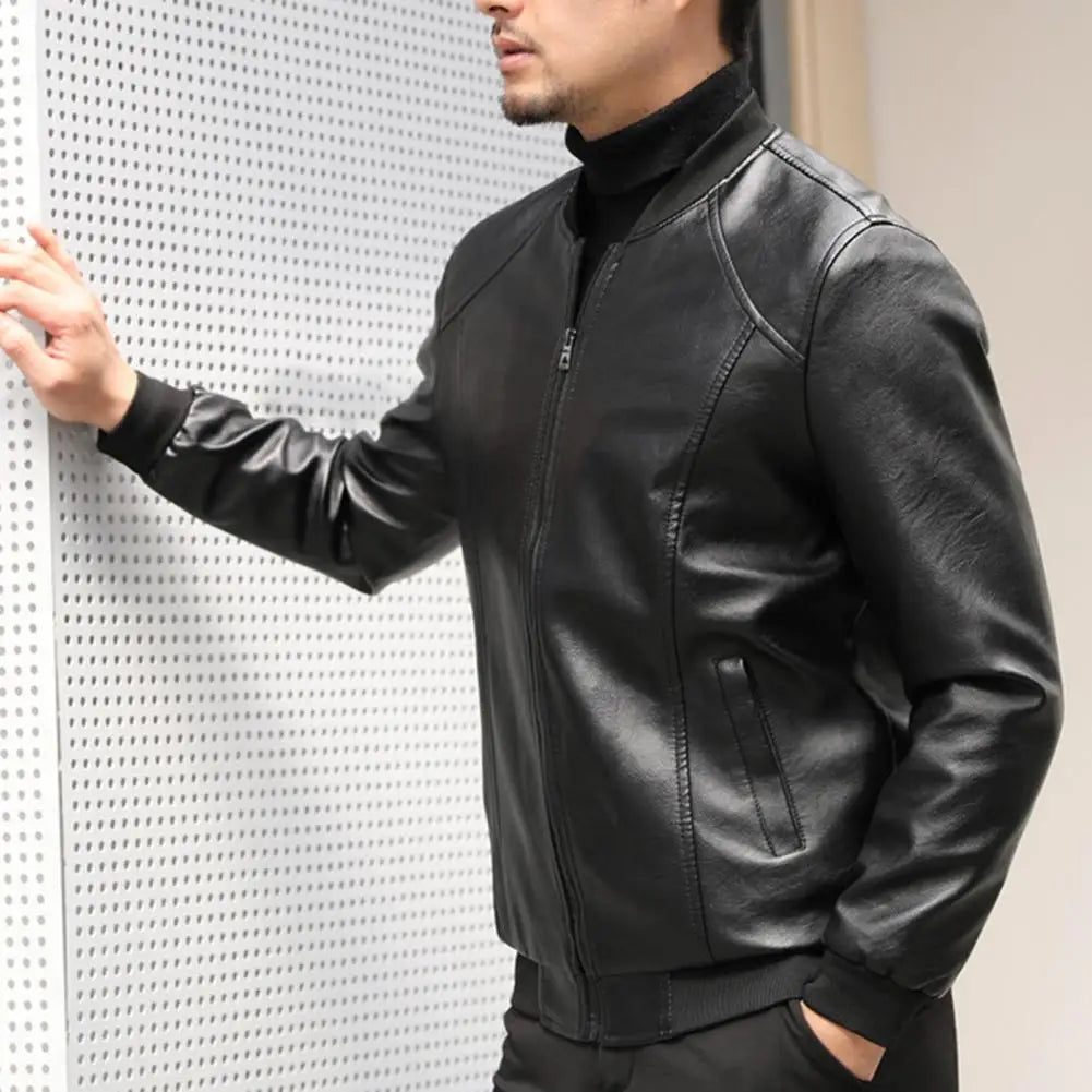 Men Jacket Thickened Warm Pu Leather Bomber Jacket Men Thermal Jacket Men's Stand - up Collar Business Casual Jackets Father Coat - CarlastoreMen Jacket Thickened Warm Pu Leather Bomber Jacket Men Thermal Jacket Men's Stand - up Collar Business Casual Jackets Father CoatCarlastoreCarlastore