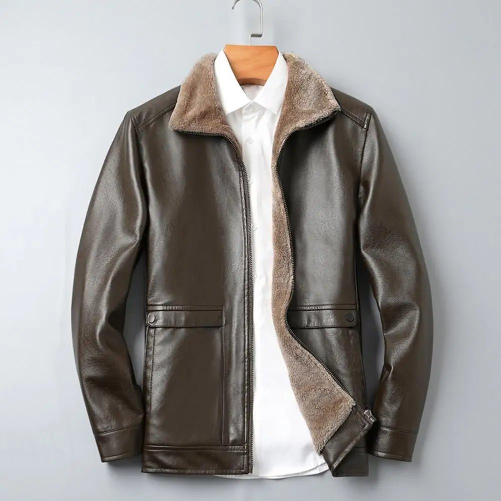 Vintage Leather Jacket Men's Winter Faux Fur Collar Windproof Warm Coat Men's Luxury Clothing Brand Plush Lining Biker Outerwear - CarlastoreVintage Leather Jacket Men's Winter Faux Fur Collar Windproof Warm Coat Men's Luxury Clothing Brand Plush Lining Biker OuterwearCarlastoreCarlastore