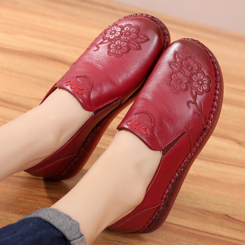 Soft soled women's genuine leather single shoes non slip flat leather shoes - CarlastoreSoft soled women's genuine leather single shoes non slip flat leather shoesCarlastoreCarlastore