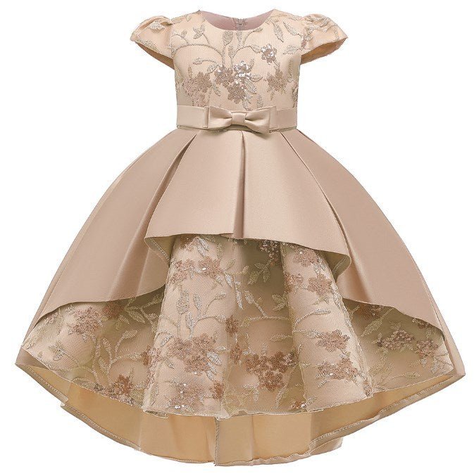 Popular Short Sleeves Wedding Applique Lace Long Kids Party Dress Princess Children Gowns Flower Girl Dresses - CarlastorePopular Short Sleeves Wedding Applique Lace Long Kids Party Dress Princess Children Gowns Flower Girl DressesmaxdropshippingCarlastore