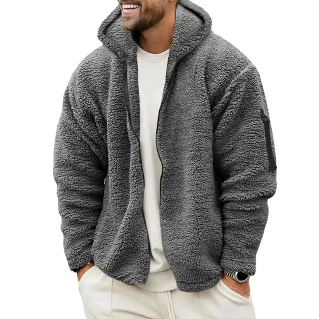 Men Fall Winter Coat Thick Plush Hooded Coat Zipper Closure Loose Cardigan Warm Cold Resistant Soft Men Jacket - CarlastoreMen Fall Winter Coat Thick Plush Hooded Coat Zipper Closure Loose Cardigan Warm Cold Resistant Soft Men JacketCarlastoreCarlastore