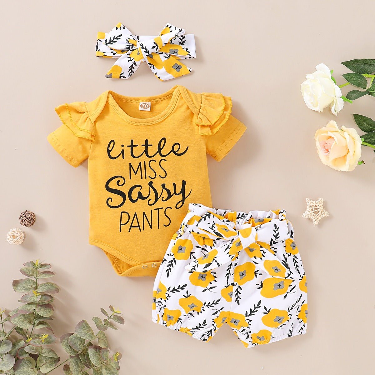 Girls' Spring/Summer Infant/Toddler Short Sleeve Solid Letter Printing Top+Small Flower Printing Trouser Set - CarlastoreGirls' Spring/Summer Infant/Toddler Short Sleeve Solid Letter Printing Top+Small Flower Printing Trouser SetCarlastoreCarlastore