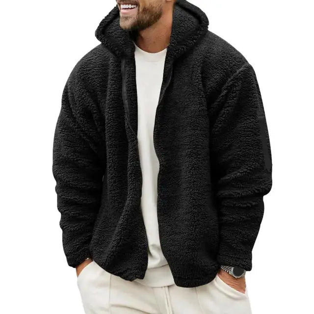 Men Fall Winter Coat Thick Plush Hooded Coat Zipper Closure Loose Cardigan Warm Cold Resistant Soft Men Jacket - CarlastoreMen Fall Winter Coat Thick Plush Hooded Coat Zipper Closure Loose Cardigan Warm Cold Resistant Soft Men JacketCarlastoreCarlastore