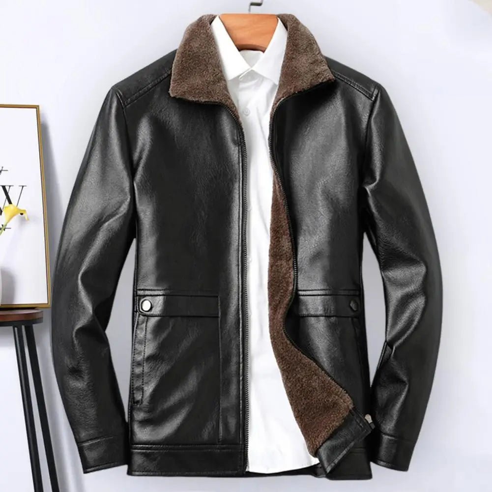 Vintage Leather Jacket Men's Winter Faux Fur Collar Windproof Warm Coat Men's Luxury Clothing Brand Plush Lining Biker Outerwear - CarlastoreVintage Leather Jacket Men's Winter Faux Fur Collar Windproof Warm Coat Men's Luxury Clothing Brand Plush Lining Biker OuterwearCarlastoreCarlastore