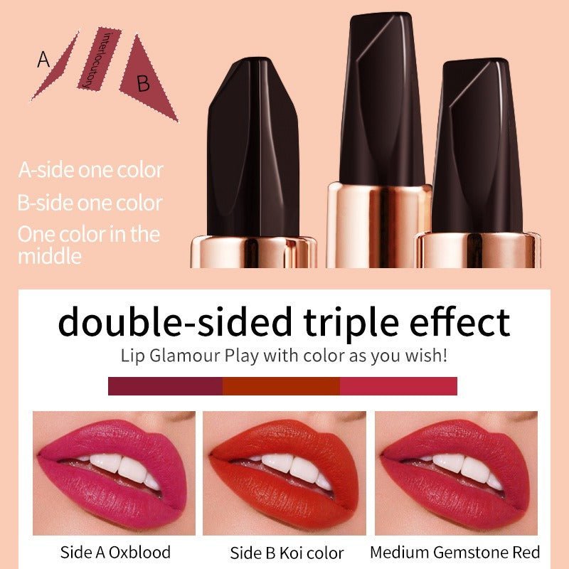 VIBELY Three - color lipstick for richness, moisturizing, non - smearing and non - sticky color - changing lipstick - CarlastoreVIBELY Three - color lipstick for richness, moisturizing, non - smearing and non - sticky color - changing lipstickCarlastoreCarlastore
