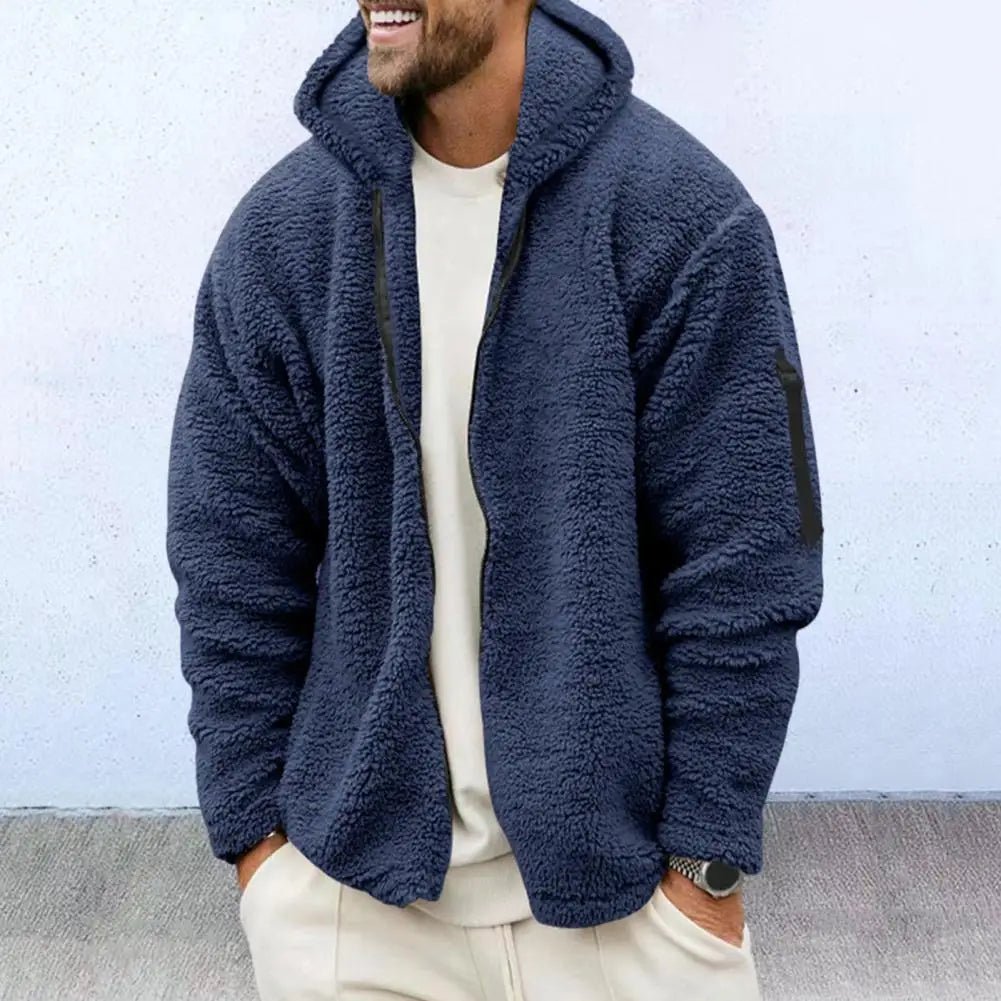 Men Fall Winter Coat Thick Plush Hooded Coat Zipper Closure Loose Cardigan Warm Cold Resistant Soft Men Jacket - CarlastoreMen Fall Winter Coat Thick Plush Hooded Coat Zipper Closure Loose Cardigan Warm Cold Resistant Soft Men JacketCarlastoreCarlastore