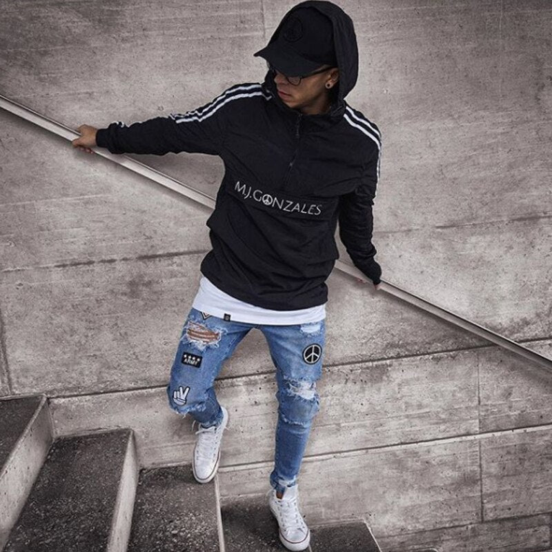 Men's Ripped jeans Badge Letters Hip - hop Skinny Jogging Denim Fashion Pencil Long Trousers Distressed Jeans For Men Clothing - CarlastoreMen's Ripped jeans Badge Letters Hip - hop Skinny Jogging Denim Fashion Pencil Long Trousers Distressed Jeans For Men ClothingCarlastoreCarlastore