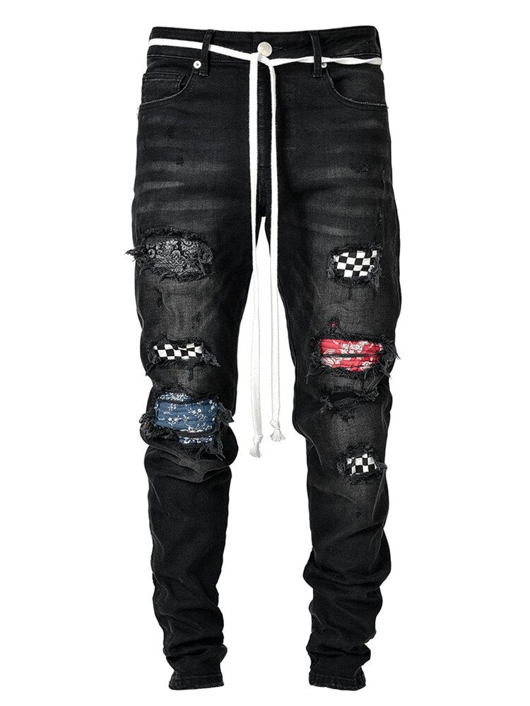 Men's Ripped jeans Badge Letters Hip - hop Skinny Jogging Denim Fashion Pencil Long Trousers Distressed Jeans For Men Clothing - CarlastoreMen's Ripped jeans Badge Letters Hip - hop Skinny Jogging Denim Fashion Pencil Long Trousers Distressed Jeans For Men ClothingCarlastoreCarlastore