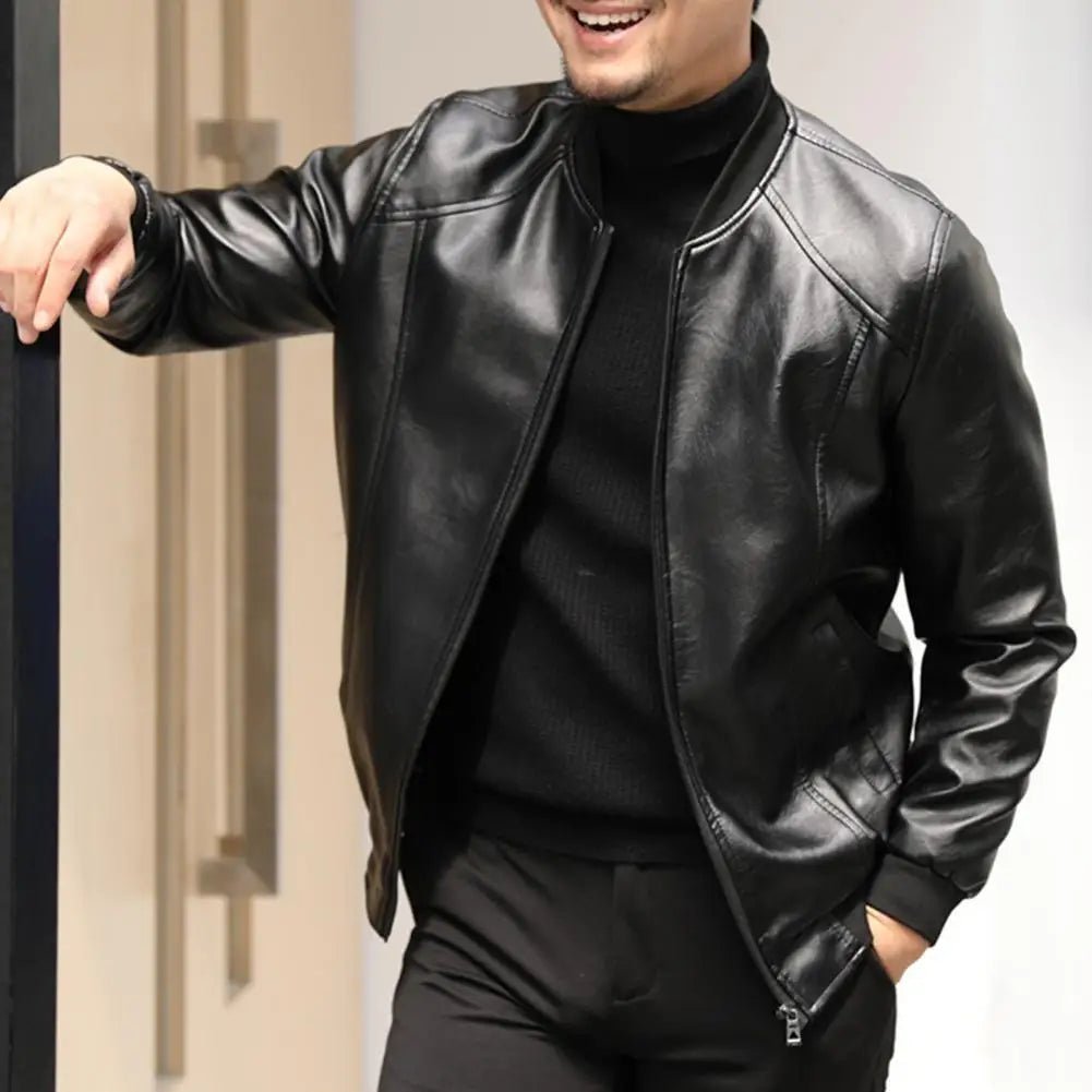 Men Jacket Thickened Warm Pu Leather Bomber Jacket Men Thermal Jacket Men's Stand - up Collar Business Casual Jackets Father Coat - CarlastoreMen Jacket Thickened Warm Pu Leather Bomber Jacket Men Thermal Jacket Men's Stand - up Collar Business Casual Jackets Father CoatCarlastoreCarlastore