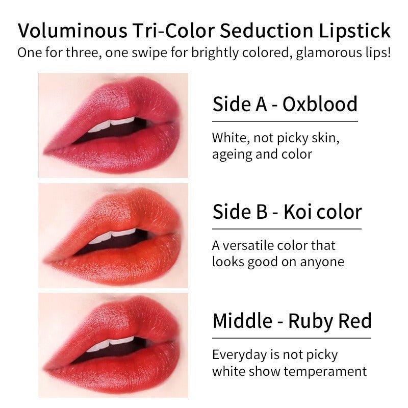 VIBELY Three - color lipstick for richness, moisturizing, non - smearing and non - sticky color - changing lipstick - CarlastoreVIBELY Three - color lipstick for richness, moisturizing, non - smearing and non - sticky color - changing lipstickCarlastoreCarlastore