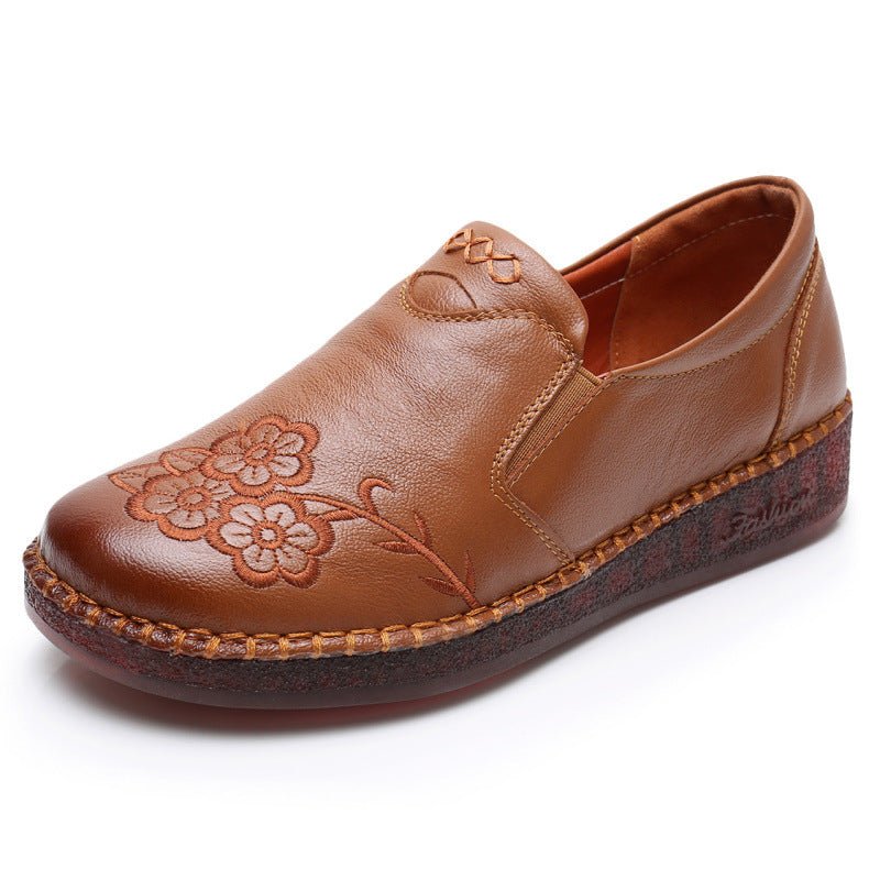 Soft soled women's genuine leather single shoes non slip flat leather shoes - CarlastoreSoft soled women's genuine leather single shoes non slip flat leather shoesCarlastoreCarlastore