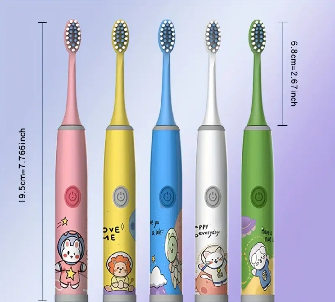 Brosse à dents électrique pour enfants avec 7 têtes de brosses de remplacement-le choix idéal pour les enfants de 4 à 14 ans-Une hygiène buccale saine et des soins buccaux efficaces-Piles non incluses