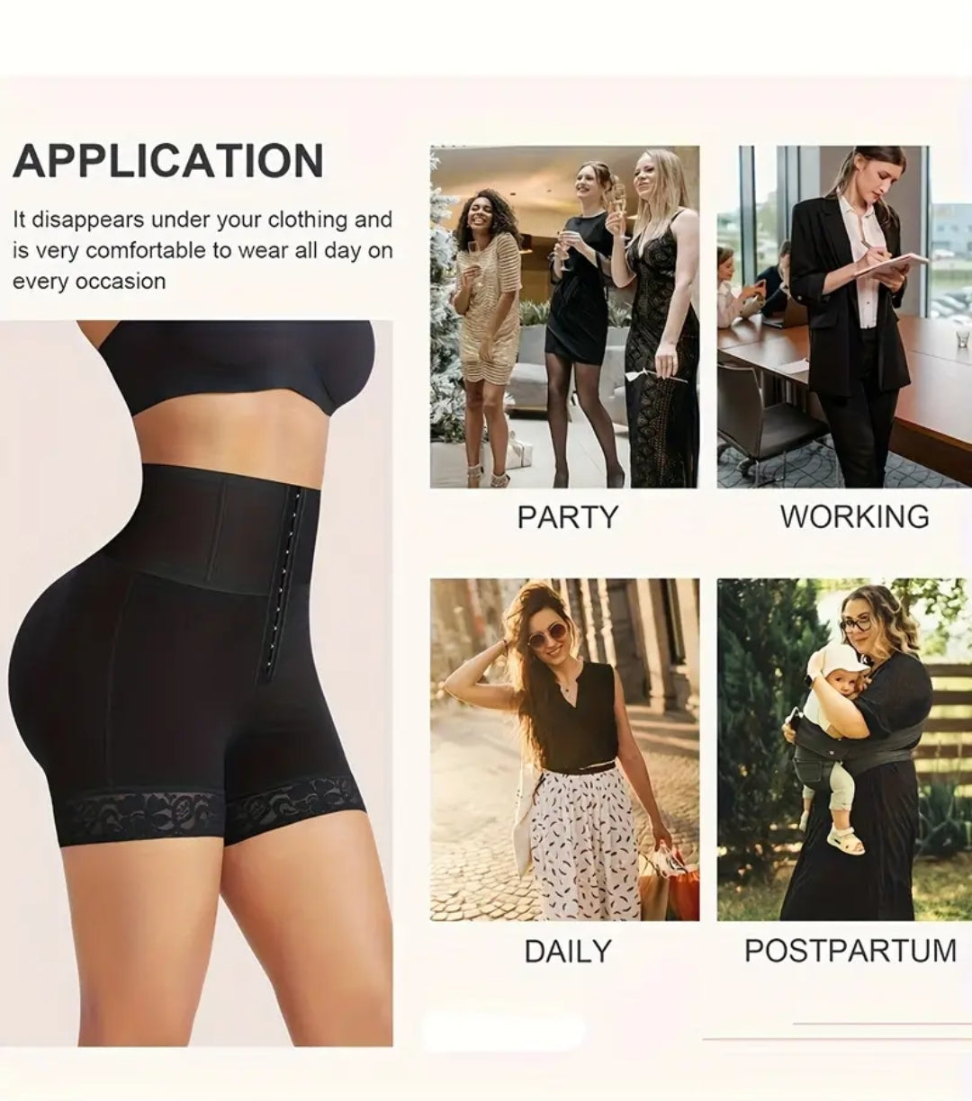 Gaine amincissante taille haute3 rangée de crochets pour femme avec bordure en dentelle, body shaper sans couture pour robe