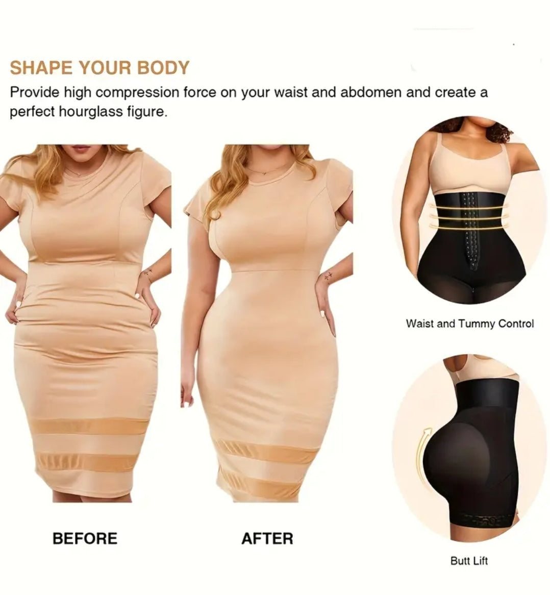 Gaine amincissante taille haute3 rangée de crochets pour femme avec bordure en dentelle, body shaper sans couture pour robe
