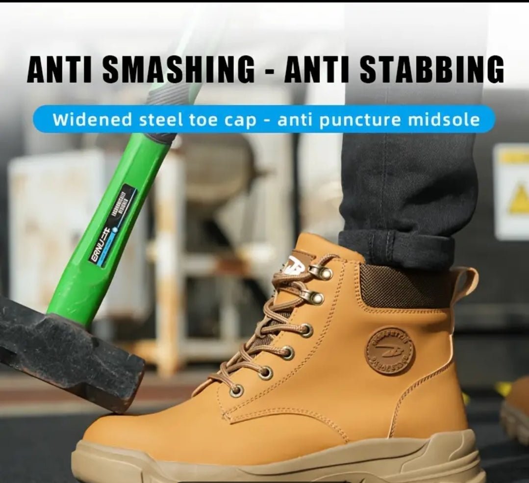 Chaussure de sécurité montantes pour hommes de grande taille, couleur unie anri crevaison et bout en acier, confortable,antidérapantes,à lacets et semelle en EVA,chaussures de travail durables - CarlastoreChaussure de sécurité montantes pour hommes de grande taille, couleur unie anri crevaison et bout en acier, confortable,antidérapantes,à lacets et semelle en EVA,chaussures de travail durablesCarlastoreCarlastore