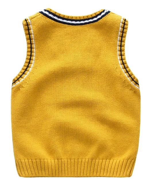 Gilet sans manche en tricot à col en V pour garçons