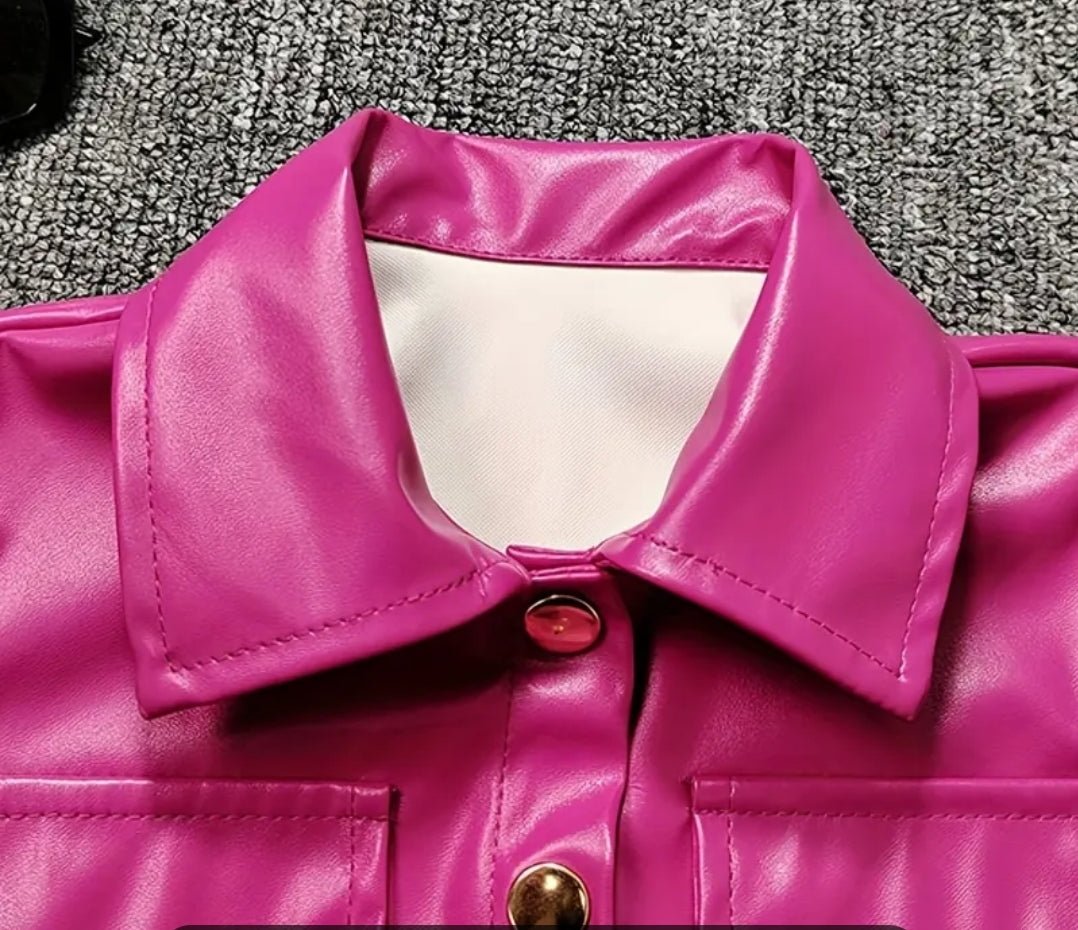 Robe en cuir d'unité central de bloc de couleur de revers de bouton de fille avec des vêtements d'enfants de ceinture - CarlastoreRobe en cuir d'unité central de bloc de couleur de revers de bouton de fille avec des vêtements d'enfants de ceintureCarlastoreCarlastore