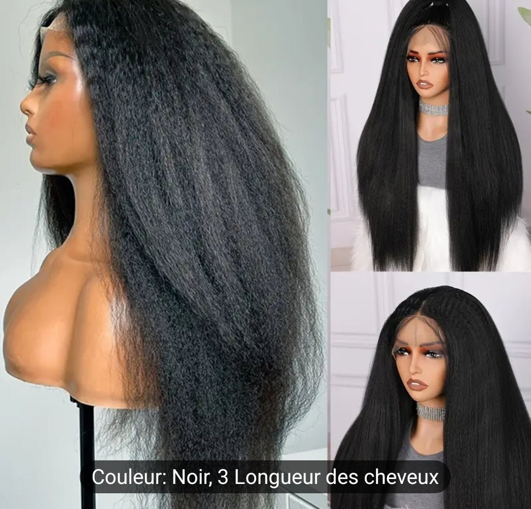26 pouces de long noir yaki crepus perruques droite perruques synthétique 13*4*1 dentelle avant perruques pour les femmes - Carlastore26 pouces de long noir yaki crepus perruques droite perruques synthétique 13*4*1 dentelle avant perruques pour les femmesCarlastoreCarlastore