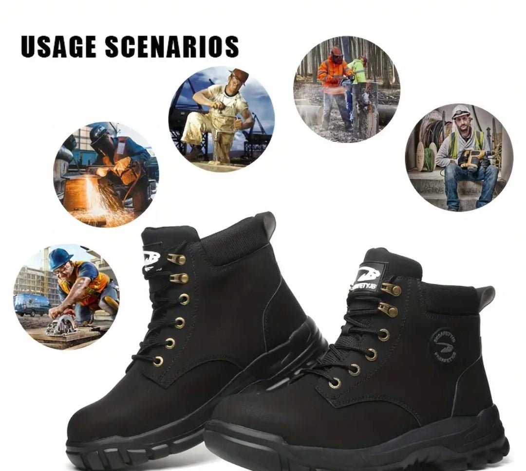 Chaussure de sécurité montantes pour hommes de grande taille, couleur unie anri crevaison et bout en acier, confortable,antidérapantes,à lacets et semelle en EVA,chaussures de travail durables - CarlastoreChaussure de sécurité montantes pour hommes de grande taille, couleur unie anri crevaison et bout en acier, confortable,antidérapantes,à lacets et semelle en EVA,chaussures de travail durablesCarlastoreCarlastore