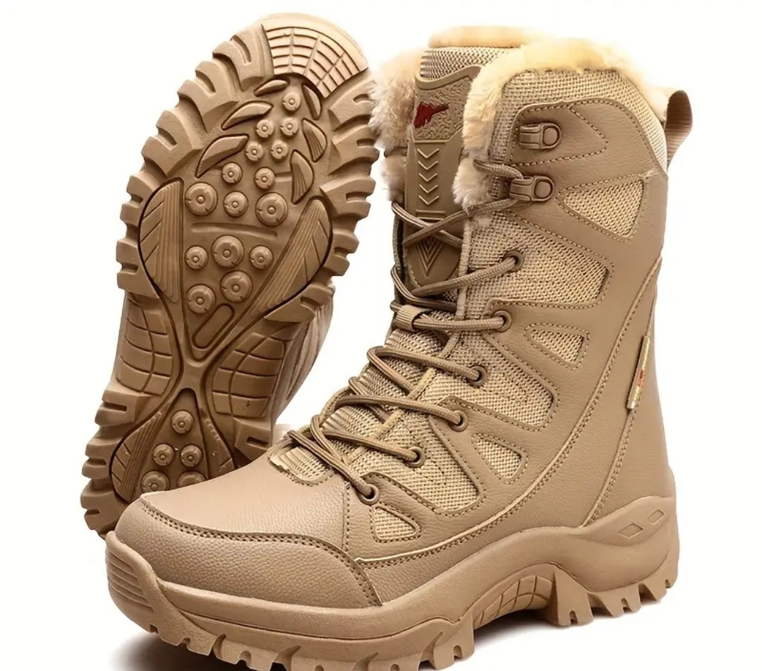 Bottes de neige mi-mollet pour homme chaussures thermique d'hiver