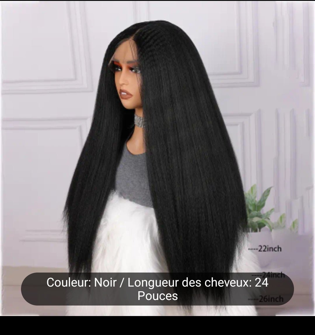 26 pouces de long noir yaki crepus perruques droite perruques synthétique 13*4*1 dentelle avant perruques pour les femmes - Carlastore26 pouces de long noir yaki crepus perruques droite perruques synthétique 13*4*1 dentelle avant perruques pour les femmesCarlastoreCarlastore