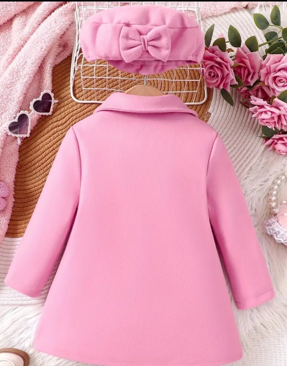 Manteau longue wn laine rose chic avec noeud pour fille et béret assorti. - Parfait pour automnes et hiver - CarlastoreManteau longue wn laine rose chic avec noeud pour fille et béret assorti. - Parfait pour automnes et hiverCarlastoreCarlastore