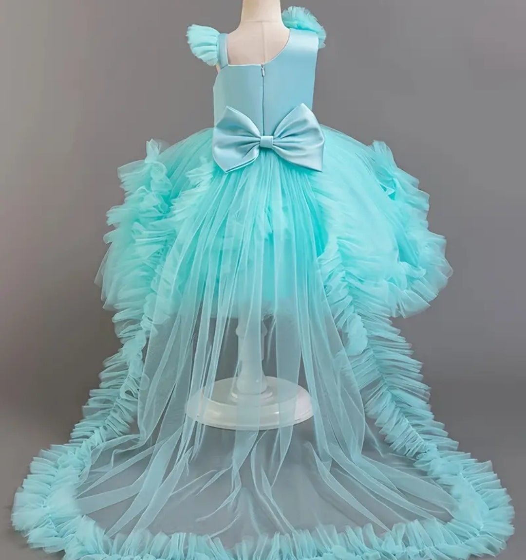 Robe princesse en tulle élégant pour fille avec noeuds amovible et traîne,robe de gala pour concours de beauté hôtesse,performance de piano,cadeau de fête saisonnière,polyester,couleur unie, sans manche,ceinture à la taille,ourlet en couches, ajustement - CarlastoreRobe princesse en tulle élégant pour fille avec noeuds amovible et traîne,robe de gala pour concours de beauté hôtesse,performance de piano,cadeau de fête saisonnière,polyester,couleur unie, sans manche,ceinture à la taille,ourlet en