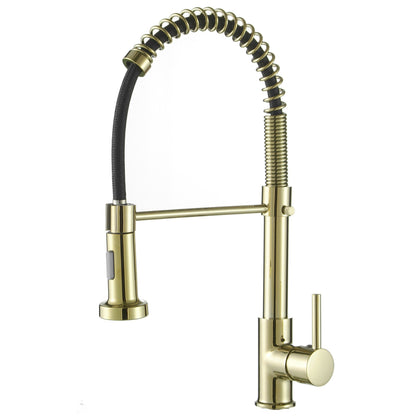 All copper spring faucet, kitchen sink with rotatable