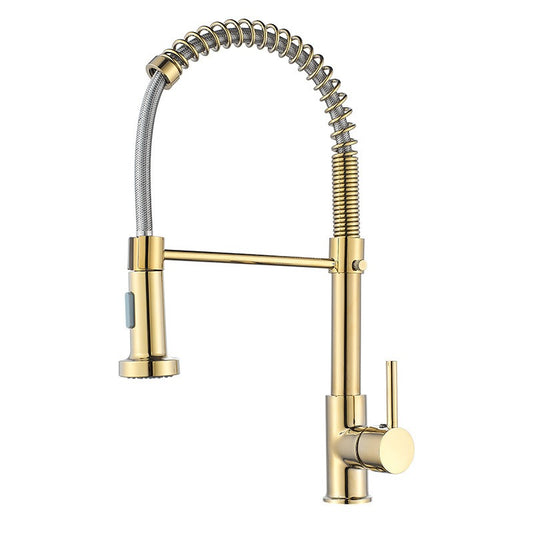 All copper spring faucet, kitchen sink with rotatable