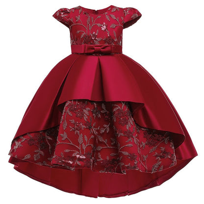 Popular Short Sleeves Wedding Applique Lace Long Kids Party Dress Princess Children Gowns Flower Girl Dresses - CarlastorePopular Short Sleeves Wedding Applique Lace Long Kids Party Dress Princess Children Gowns Flower Girl DressesmaxdropshippingCarlastore