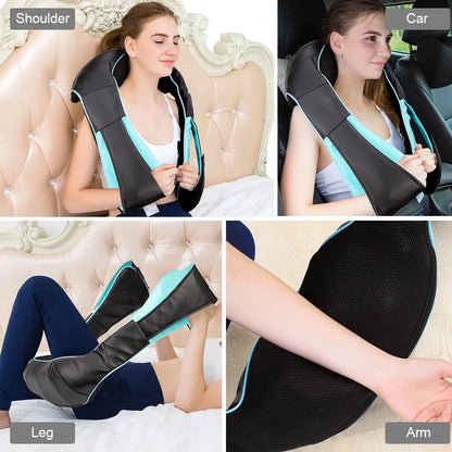 Electrical Shiatsu U Shape Massage Shawl Back Neck Shoulder Body Massager Device Infrared Heated Kneading Home Massage Shawl