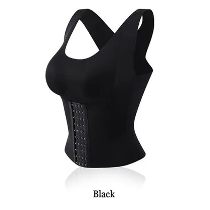 Seamless Women Slimming Vest Tummy Control Posture Corrector Bra Padded Camisole Full Back Adjustable Hook Loop Corset Top