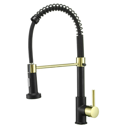 All copper spring faucet, kitchen sink with rotatable