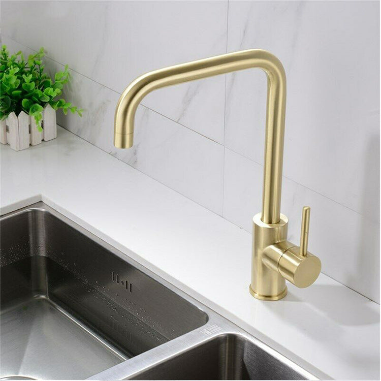 Stainless steel golden kitchen faucet