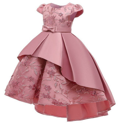 Popular Short Sleeves Wedding Applique Lace Long Kids Party Dress Princess Children Gowns Flower Girl Dresses - CarlastorePopular Short Sleeves Wedding Applique Lace Long Kids Party Dress Princess Children Gowns Flower Girl DressesmaxdropshippingCarlastore