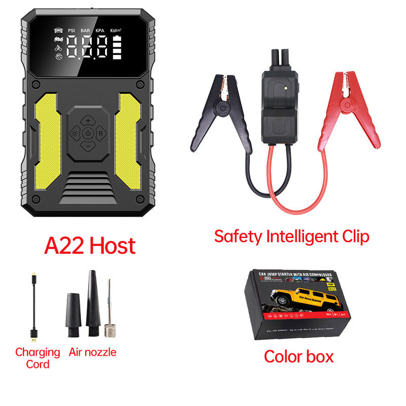 Car Jump Starter With Air Compressor Portable 12V Jump Starter Power Bank Battery Pack Lithium Battery Booster