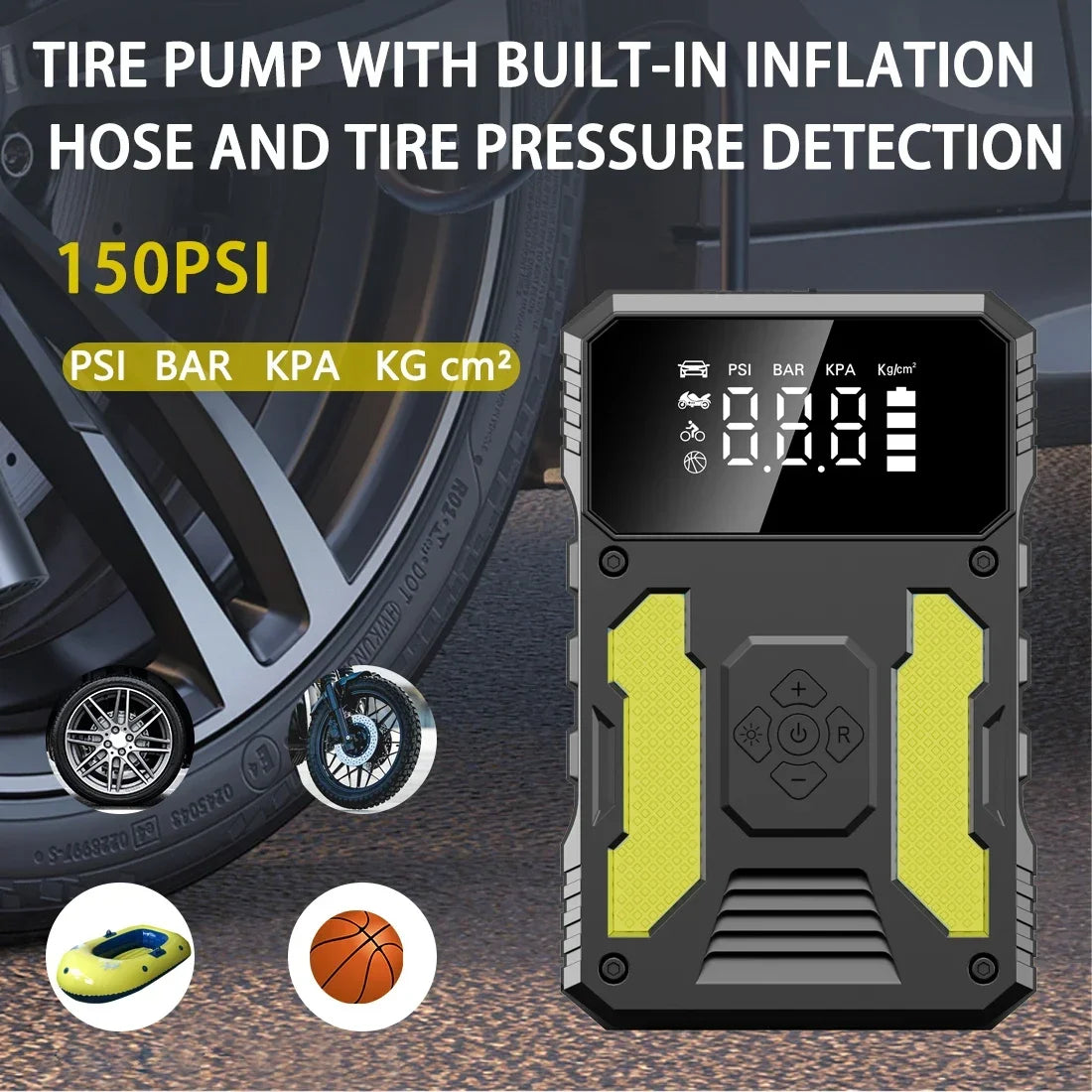 Car Jump Starter With Air Compressor Portable 12V Jump Starter Power Bank Battery Pack Lithium Battery Booster