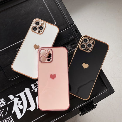 Soft Electroplated Love Heart Phone Case For iPhone 11 12 Pro Max XS X XR 7 8 Plus Mini SE 2020