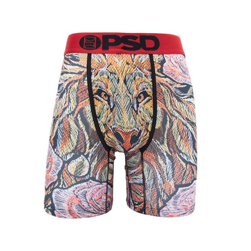 PSD Men's Underwear Printed Sports Running Fitness Boxing Flat Corner Underwear