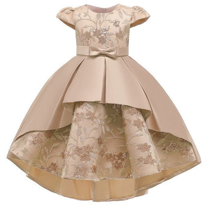 Popular Short Sleeves Wedding Applique Lace Long Kids Party Dress Princess Children Gowns Flower Girl Dresses - CarlastorePopular Short Sleeves Wedding Applique Lace Long Kids Party Dress Princess Children Gowns Flower Girl DressesmaxdropshippingCarlastore