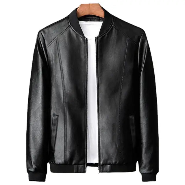 Men Jacket Thickened Warm Pu Leather Bomber Jacket Men Thermal Jacket Men's Stand-up Collar Business Casual Jackets Father Coat