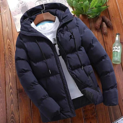 Hot selling new men's trend casual fashion comfortable warm parka winter coat printed hooded windproof cotton jacket