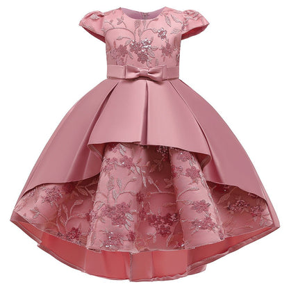 Popular Short Sleeves Wedding Applique Lace Long Kids Party Dress Princess Children Gowns Flower Girl Dresses - CarlastorePopular Short Sleeves Wedding Applique Lace Long Kids Party Dress Princess Children Gowns Flower Girl DressesmaxdropshippingCarlastore