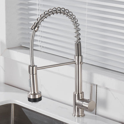 All copper spring faucet, kitchen sink with rotatable