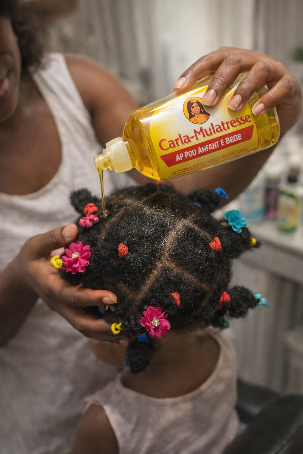 Carla-mulatresse Bébé & Enfant.Offrez aux cheveux délicats de vos enfants un soin complet et 100% naturel avec le set capillaire Carla-mulatresse spécialement conçu pour bébés et enfants.
Formulé à base d’ingrédients naturels soigneusement